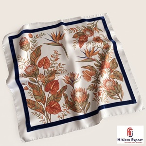 Luxury Printed Silk Scarf for Women Square Headscarf Lightweight Fashion Textile OEM ODM Manufacturer Madeira Custom - Product Image 1