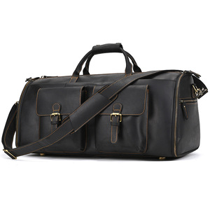 Sac de voyage rétro en cuir véritable pour homme, sac de week-end vintage, bagages en cuir véritable pour le dropshipping - Product Image 2