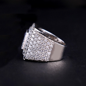 Fully <b>Iced</b> Out Statement <b>Ring</b> Mens Engagement <b>Ring</b> Round Cut Moissanite Diamond 925 Sterling Silver Rapper Hip Hop Party Jewelry - Product Image 5