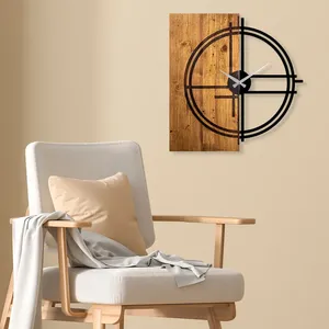 Minimalist Wooden <b>Wall</b> Clock Abstract Geometric Design Circular Hanging Decorative Art Piece - Product Image 1