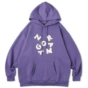 Sudadera con Capucha Extra Grande para Hombre, Color Morado, 100% Algodón, Felpa Francesa, con Estampado de Letras en la Parte Delantera, para Otoño - Product Image 1