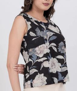 Nuevo Top de Mujer sin Mangas con Estampado Floral de Algodón Lavable, Ecológico y Suave, para Uso Profesional y de Fiesta - Product Image 4