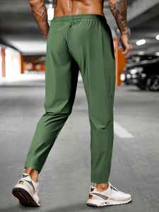 Pantalon de sport pour homme, taille élastique, pantalon de jogging et de course pour homme avec poches zippées, respirant, séchage rapide, pantalon de survêtement - Product Image 4
