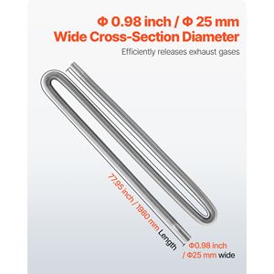 Tubo Flessibile di Scarico in Acciaio Inox al Titanio da 77,95 Pollici con 2 Morsetti per Tubi, per Riscaldatori Diesel - Product Image 4