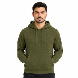 Custom Mens Waffle Knit Hoodie Pullover Casual Fashion <b>Long</b> Sleeve Hooded <b>Sweatshirt</b> Wholesale Apparel Manufacturer - Product Image 5
