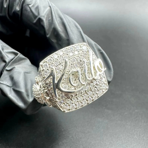 Anillo de Plata de Ley 925 con Diamante de Corte Brillante Redondo Estilo Rapper de Lujo, VVS, Hip Hop, Proveedor de Logotipos Personalizados, Venta al Por Mayor - Product Image 1