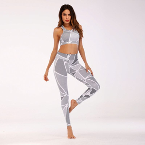 Women's Workout Yoga Set Breathable Fitness Suit High Waist Leggings Sports Bra Outfit - Product Image 2