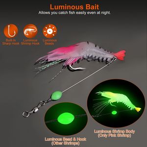 Juego de 10 señuelos de pesca de camarón de silicona suave y realista con anzuelos luminosos y afilados para agua dulce y salada - Product Image 5
