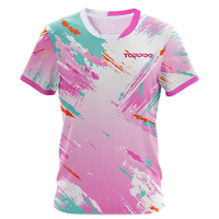 Hauts de sport respirants et à séchage rapide pour femmes, maillots de qualité supérieure 100 % polyester à motif géométrique et manches courtes