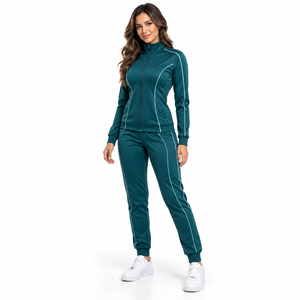 <b>Women</b> Zipper Tracksuit Custom Training Outfit Full Zip <b>Jacket</b> Jogger Set Breathable Lightweight Fabric Flexible Comfortable - Product Image 1
