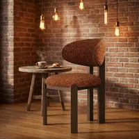 Chaise de restaurant moderne en velours rembourrée, dossier incurvé, structure en bois massif, chaise de salle à manger écologique pour café, maison, bureau