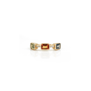 Gorgeous Hot Selling Products Bezel Set Multi Sapphire & Diamond Three <b>Stone</b> <b>Ring</b> For Unisex Stackable Birthstone Jewelry - Product Image 1