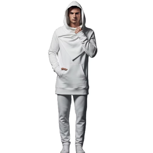 Conjunto Deportivo Informal de Dos Piezas para Hombre, Sudadera con Capucha y Pantalones Deportivos, 100% Algodón, Color Sólido, Premium - Product Image 1