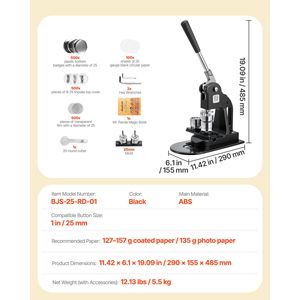 Macchina Ergonomica per Creare Bottoni a Forma di H 1 Pollice Set di 500 Pezzi per Creazione di Spille con Taglierina Circolare, Chiavi Esagonali e Libro Magico - Product Image 4
