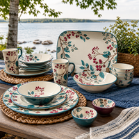Assortiment de vaisselle hôtelière mélange de tons terreux pour la vente en gros, idéal pour les banquets de complexes hôteliers et les repas en plein air – Ensemble de vaisselle en mélamine