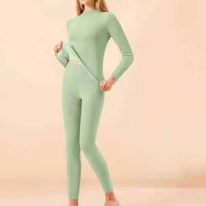 Vente en gros de sous-vêtements thermiques longs pour femmes, confortables, à col rond, à manches longues, en coton, pour dames - Product Image 4