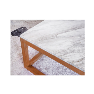 Customized <b>White</b> Marble Solid Teak Wood Square <b>Coffee</b> <b>Table</b> Minimalist Luxury Living Room Furniture for Modern Home Decor - Product Image 4