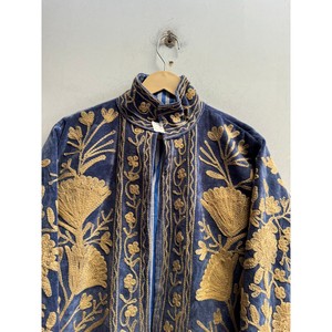 Veste élégante en velours avec broderie florale dorée, col mandarin, manches longues, style automne, vêtements d'extérieur pour femmes - Product Image 4