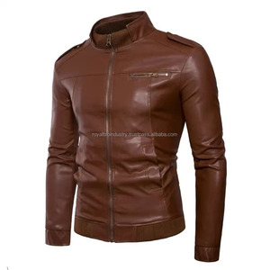Printemps automne hommes veste en cuir PU veste mode Slim Fit col montant motos vêtements d'extérieur Moto Biker veste en cuir pour hommes - Product Image 2
