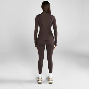 Women's Full Zip <b>Yoga</b> <b>Jacket</b> With Thumbholes Solid Color Stretchy Long Sleeve Stand Collar Breathable Fitness <b>Jacket</b> - Product Image 6