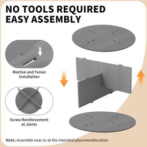 Étagère à chaussures rotative à 360 degrés à 7 niveaux 60*60*184cm en matériau composite bois-plastique gris - Product Image 4