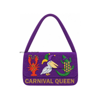 Sac à bandoulière brodé à la main avec perles de verre, style tuiles de Mahjong Mardi Gras, design personnalisé fait main, pour carnaval et festival