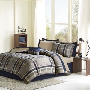 Plaid Bedding <b>Set</b> <b>Comforter</b> and Sheets Cozy Home Decor - Product Image 1