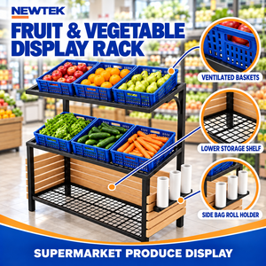 Estante de Exhibición de 5 Niveles, Resistente, Ajustable, para Supermercado, con Respaldo de Madera, Estantes de Acero Laminado en Frío, Recubrimiento en Polvo - Product Image 2