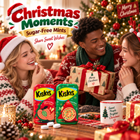 Bonbons à la menthe sans sucre KisKis en gros, saveur fruit de la passion et pêche, pour haleine fraîche, boîte de 21g, cadeau de Noël, friandises de fêtes