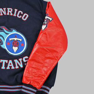 Vente en gros de veste universitaire d'hiver pour hommes broderie personnalisée en laine et cuir Streetwear avec col montant enduit traitement - Product Image 3