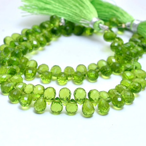 Peridot 7x5mm Faceted Teardrop Briolette <b>Beads</b> Natural Peridot Color Quartz Semi Precious Gemstone Drops <b>Loose</b> <b>Beads</b> For Jewelry - Product Image 1