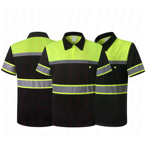 Chemises polo pour hommes hautement réfléchissantes, vêtements de travail haute visibilité, bandes réfléchissantes, tissu respirant, poches utilitaires à enfiler, sécurité - Product Image 1