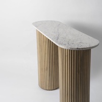Table Console design scandinave Base de flûte en bois de manguier dessus en marbre pliable gonflable salon maison bureau chambre extérieur