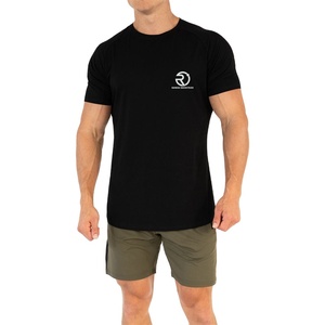 เสื้อยืดผู้ชายผ้าฝ้ายโพลีเอสเตอร์เนื้อแข็งสำหรับฟิตเนสยิมฟิตเนสยิมออกแบบได้ตามต้องการ - Product Image 6