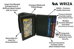 WRIZA Mini Genuine Leather Slim Fashion <b>Wallet</b> Designer Luxury Card <b>Holder</b> for Men Women Durable RFID Blocking Compact Travel - Product Image 5