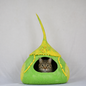 Handmade Fairy Hut Wool Felt <b>Cat</b> Cave <b>Bed</b>-Eco-Friendly Winter Natural Wool Hand Washable Pet House for Indoor <b>Cats</b> and Kittens - Product Image 2