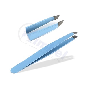 Pinzas para cejas de Punta inclinada recta de acero inoxidable de alta calidad para depilación personalizadas con logotipo - Product Image 3
