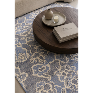 Alfombra DECORDEC Personalizada de Lana con Diseño Floral Damasco Azul Marfil, Ecológica, Antideslizante, Hecha a Mano, de Pelo Largo, para Hotel, Villa, Sala de Estar - Product Image 4