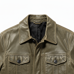 Blouson aviateur en cuir de haute qualité pour homme, logo sur le devant, coupe ajustée, coupe-vent, imperméable, respirant, léger, durable, décontracté - Product Image 6