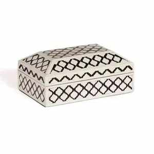 Boîte de rangement pour bijoux en os incrusté coloré, organisateur de souvenirs à carreaux multicolores, boîte cadeau bohème en bois MDF, taille personnalisée - Product Image 3