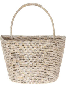 Cesta de Almacenamiento Colgante de Mimbre con Asa, Cesta Tejida Natural, Organizador de Almacenamiento Ecológico, Decoración Boho para el Hogar, Cesta de Picnic - Product Image 6