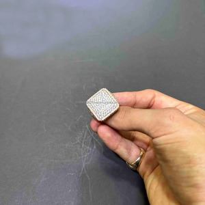 Big Moissanite Iced Hip Hop Engagement Wedding <b>Ring</b> for <b>Men</b> Micro Pave Setting Hollow Sterling Silver Rhodium Plated Jewelry - Product Image 5