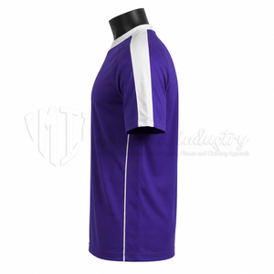 Camiseta de Fútbol Personalizada con Cuello en V, Manga Corta, Franja Blanca en el Hombro, Transpirable, de Secado Rápido, Uniforme de Equipo, Venta al Por Mayor, OEM - Product Image 4