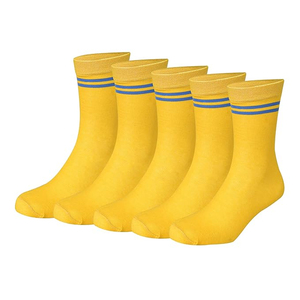 Calcetines de Vestir para Hombre, Color Amarillo, Suaves, Transpirables, Deportivos, Largos, para Trabajo, Negocios, Casuales, con Diseño Sólido, de Algodón - Product Image 1