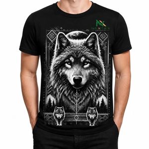 T-shirt surdimensionné personnalisé pour homme avec imprimé lune et loup, style décontracté d'été, streetwear hip-hop, en coton respirant, haut graphique - Product Image 3