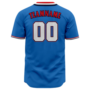 Camiseta de Béisbol Azul de Manga Corta con Botones, Uniforme de Equipo Personalizado, Ligera, Transpirable, Deportiva - Product Image 3