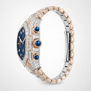 Reloj de lujo para mujer con diamantes en oro amarillo, caja poligonal, pulsera mecánica - Product Image 3