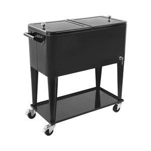 Frigorifero Portatile da 80 Litri con Ruote, Carrello Refrigerante per Feste e Patio con Ripiano Inferiore, Contiene 50 Bottiglie/110 Lattine - Product Image 1