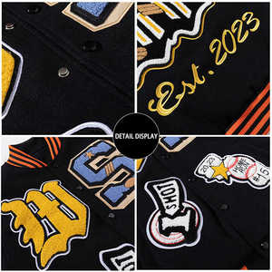เสื้อแจ็คเก็ตเบสบอลแบบสวมใส่ได้ทั้งชายและหญิง  แขนเสื้อ PU ติดกระดุมแป๊ก  ผ้าขนสัตว์ 100%  รับผลิตตามแบบ OEM  พิมพ์ลายได้ตามต้องการ  สำหรับฤดูใบไม้ร่วง  ผลิตโดยผู้ผลิตเสื้อแจ็คเก็ตเบสบอล - Product Image 5