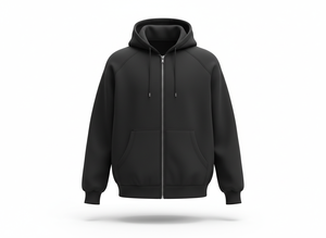 Sudadera con capucha negra de ajuste cómodo con cremallera |   Tela de Forro Polar Duradera y Suave |   Estilo Unisex - Product Image 2